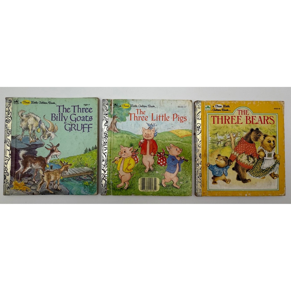 Vintage First Little Golden Books Lot Billy Goats Gruff Little Pigs Three Bears